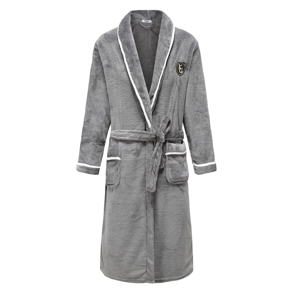 Heren Flanellen Bademantel V-Ausschnitt Langarm Casual Homewear-mezamstore.nl
