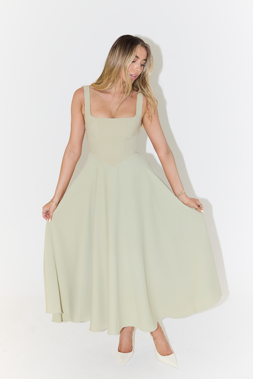 Vierkante Hals Midi Jurk - Elegante en Duurzame Stijl