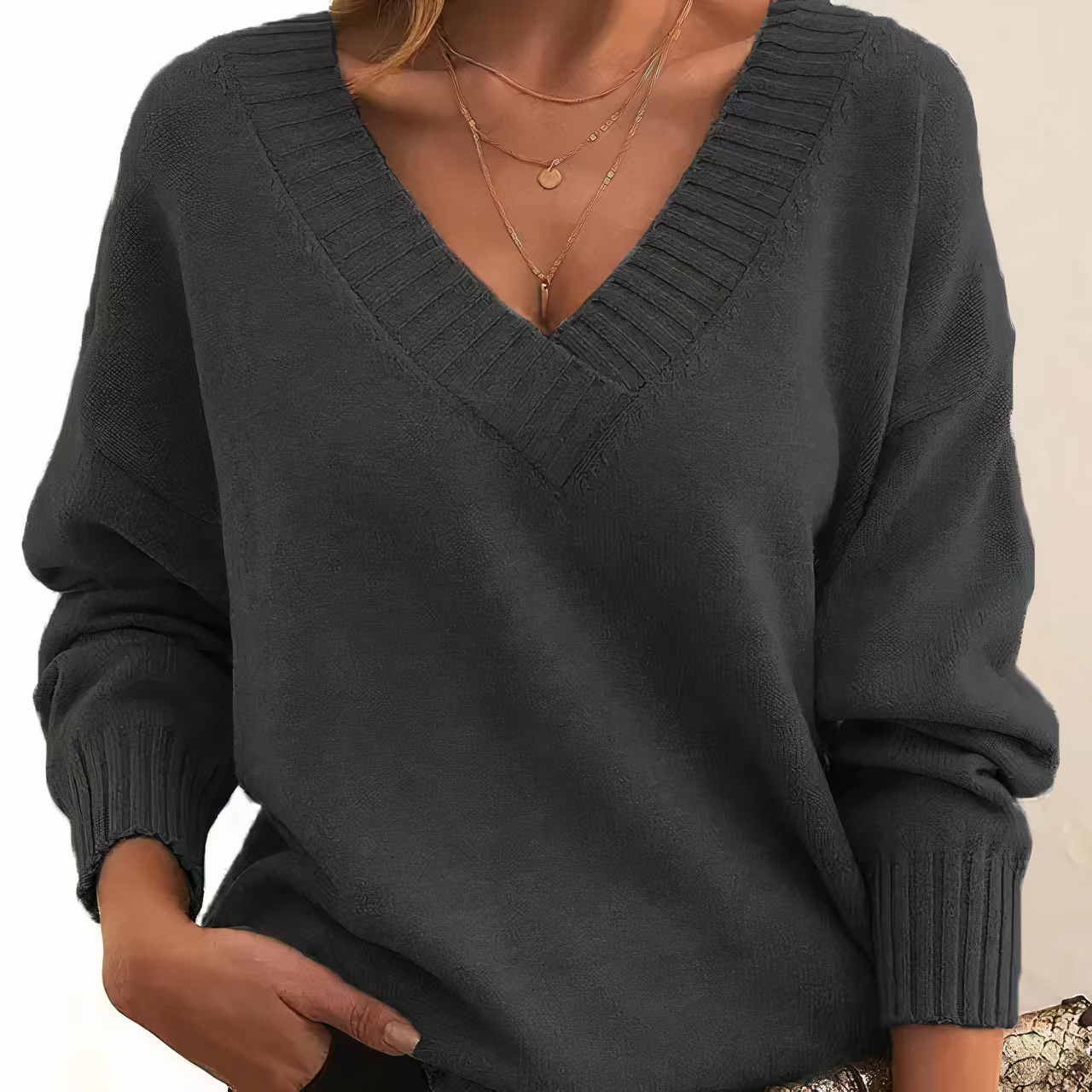 Dames V-Hals Trui – Zachte Comfort Sweater met Elegante Pasvorm
