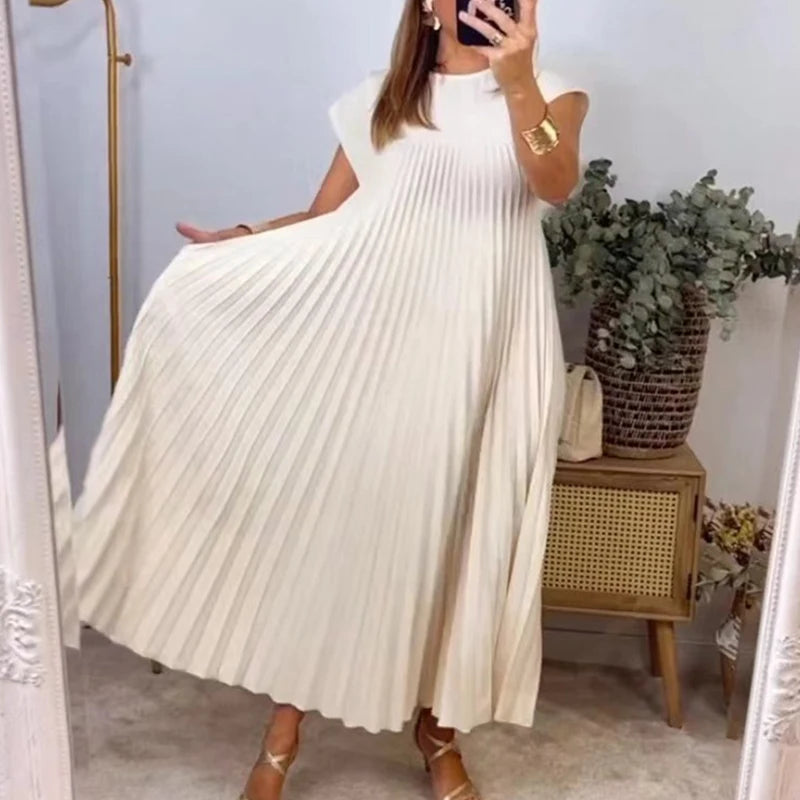 Mouwloze Geplooide Jurk - Elegant en Comfortabel