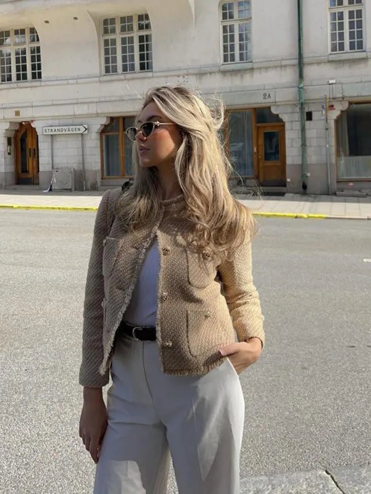 Tweed Blazer met Vintage-Chic en Stijlvolle Pasvorm