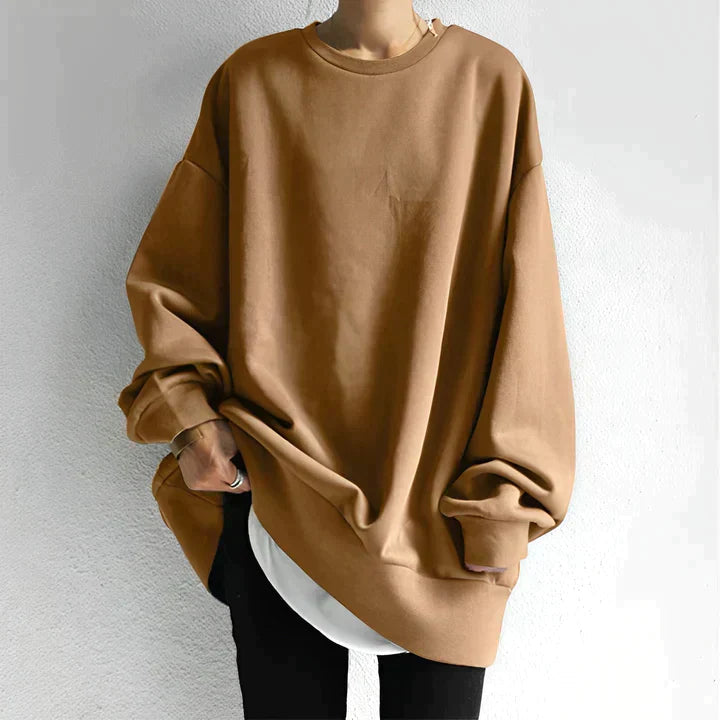 Oversized Dames Sweatshirt Met Ronde Hals En Lange Mouwen