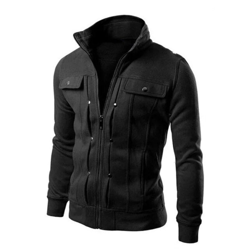 Heren Casual Jas – Stijlvolle Zip Jacket met Hoge Kraag