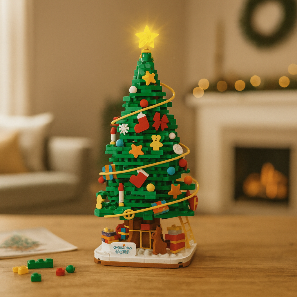 Bouwbare Kerstboom Set – Verlichte Feestdecoratie met Blokjes