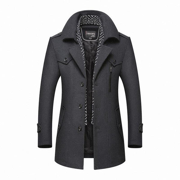 Klassieke heren winterjas met afneembare kraag en slim fit