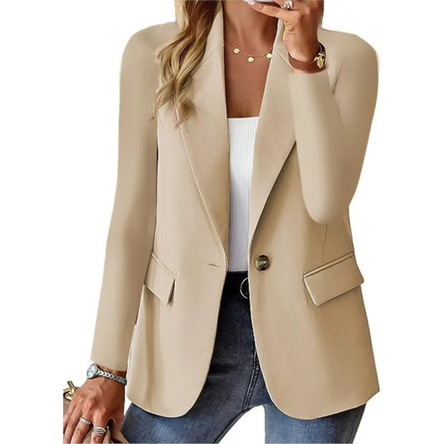 Stijlvolle Lange Mouw Dames Blazer met Slanke Pasvorm