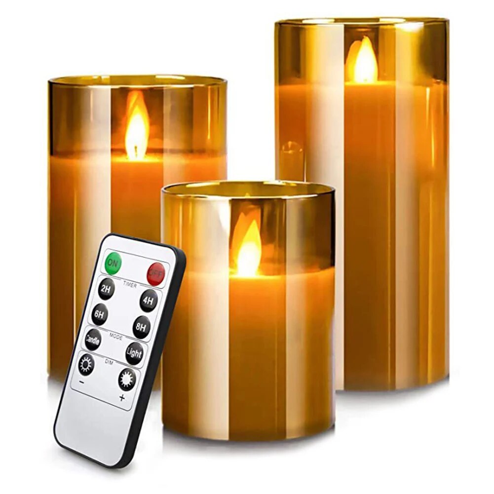 Vlamloze LED Kaarsen Set met Afstandsbediening - 3 Stuks
