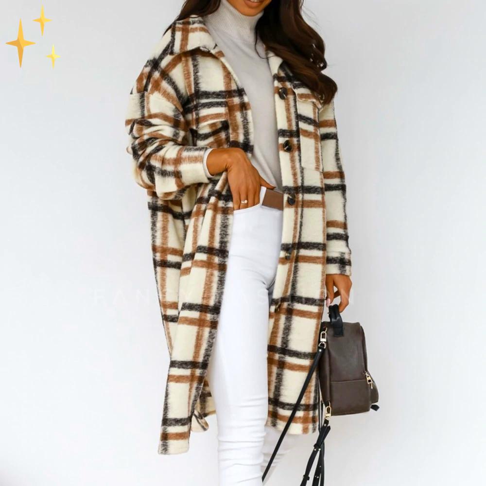 Luchtige Midi-Jacke met Karo-Print voor de Lente-mezamstore.nl