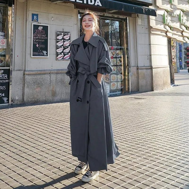 Maxi-lange Oversized Trenchcoat voor Elegante Stijl-mezamstore.nl