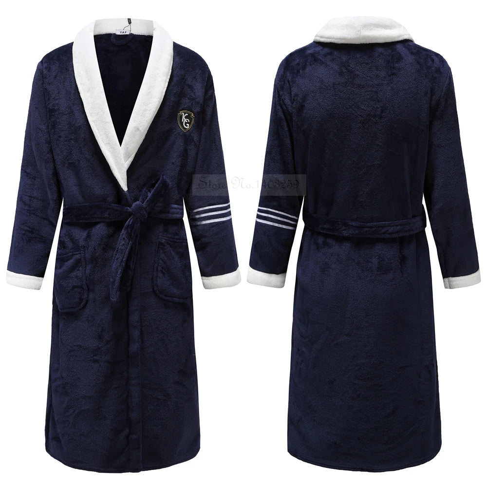 Heren Flanellen Bademantel V-Ausschnitt Langarm Casual Homewear-mezamstore.nl