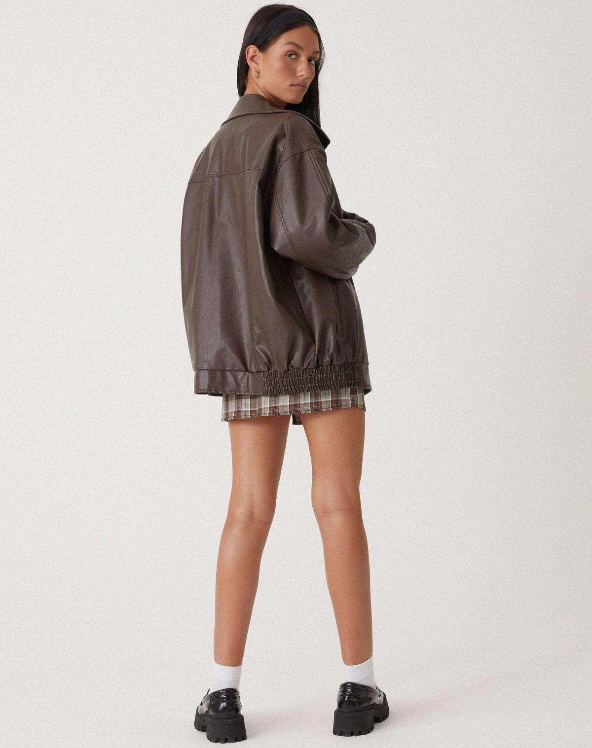 Oversized Leren Zomerjacke voor Dames-mezamstore.nl