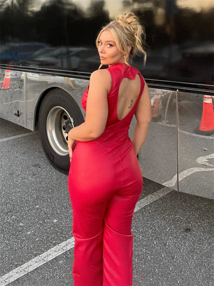 Backless Hartvormige Denim Jumpsuit voor Dames