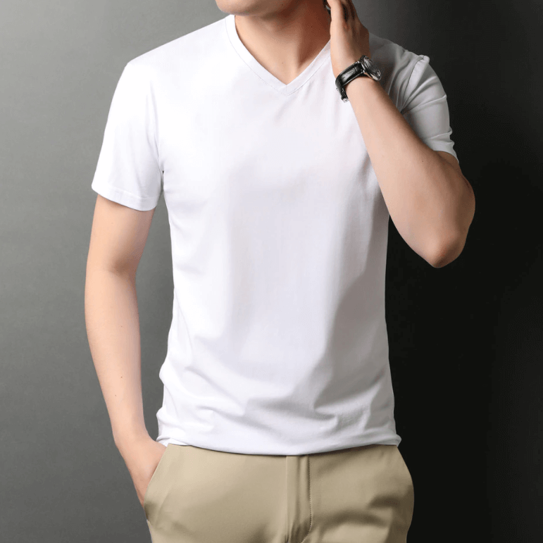 Slim Fit V-hals T-shirt voor Heren