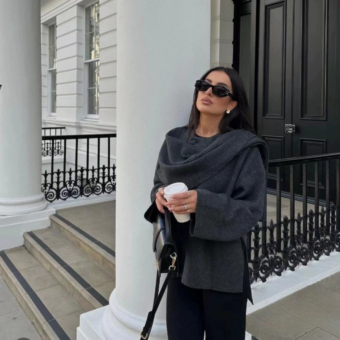 Stijlvolle Zachte Dames Cape Jas voor Elegantie