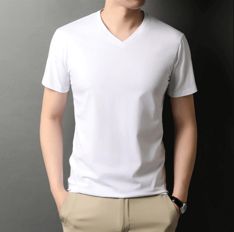 Slim Fit V-hals T-shirt voor Heren