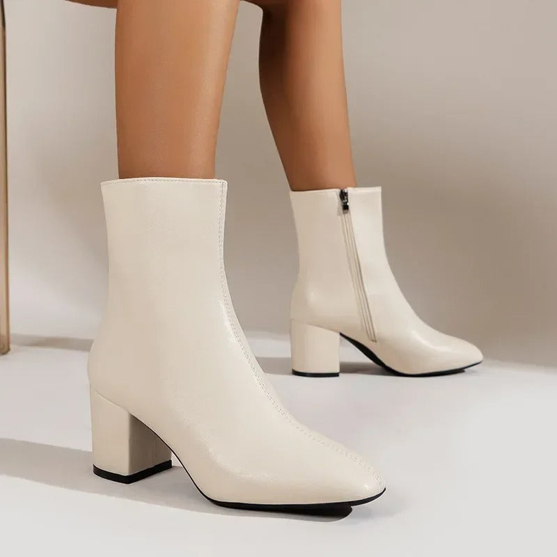 Dames Enkellaarsjes met Blokhak – Elegante Hoge Fashion Boots