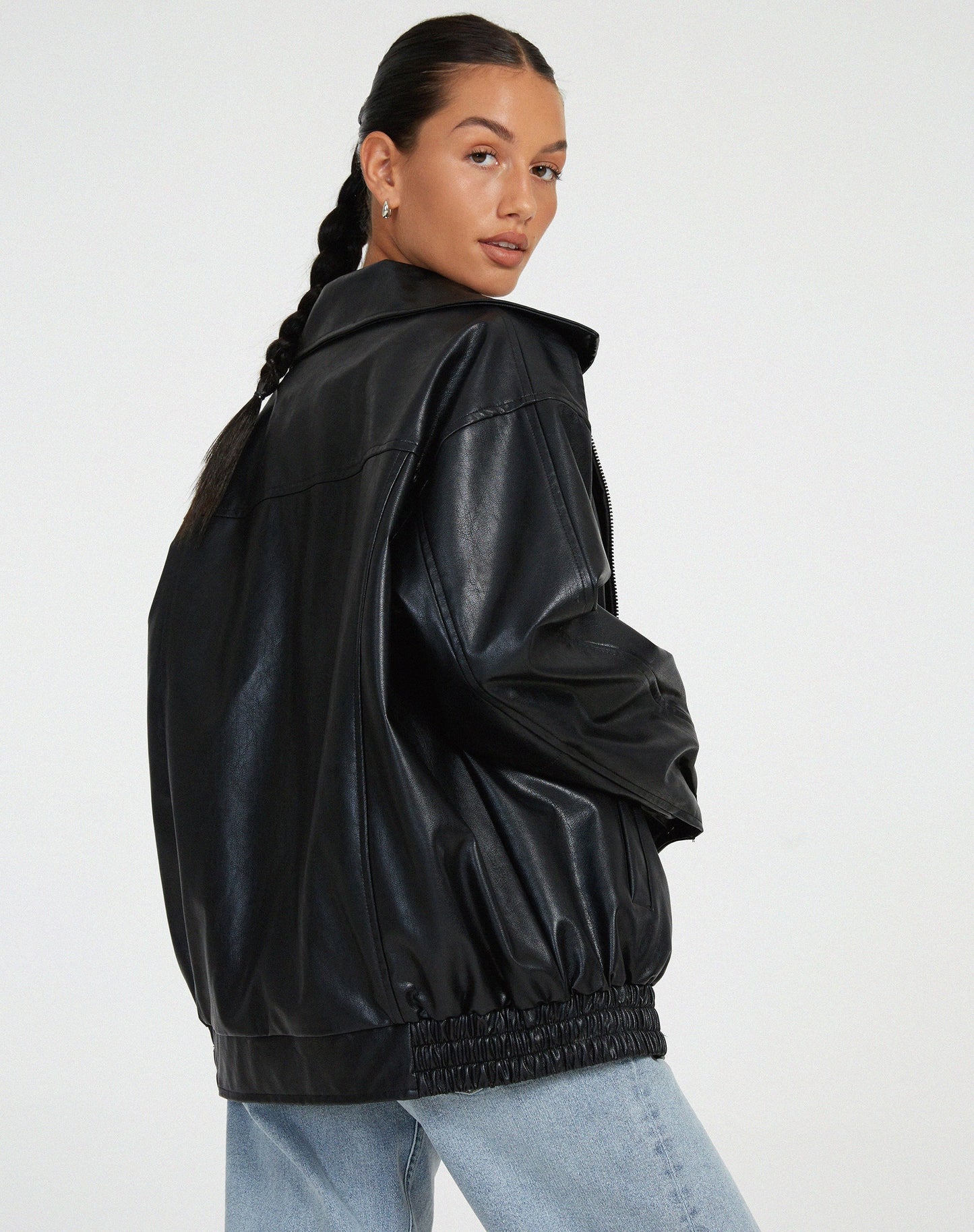 Oversized Leren Zomerjacke voor Dames-mezamstore.nl