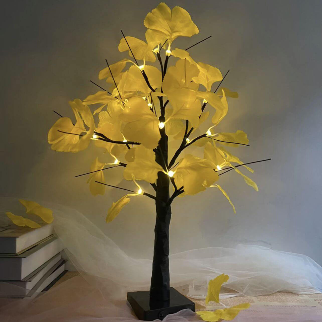 LED Ginkgo boom tafellamp 60cm decoratie wit geel modern batterijverlichting geïntegreerde LED