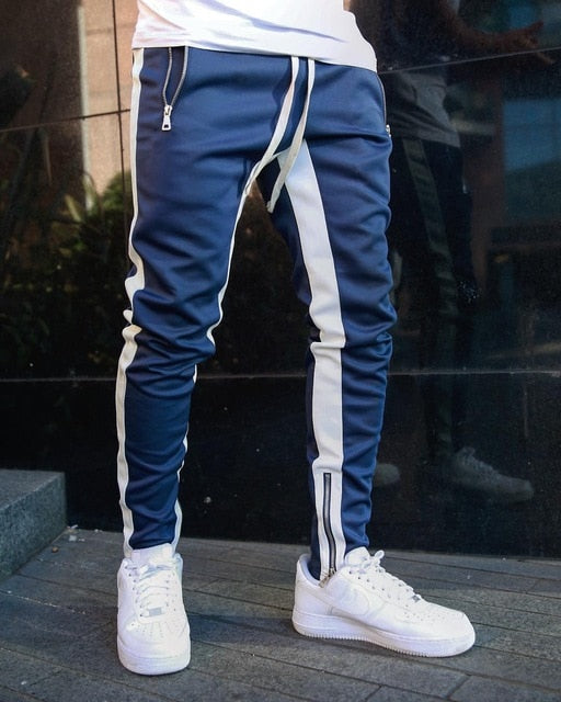 Heren Joggingbroek met Contrasterende Strepen en Ritszakken