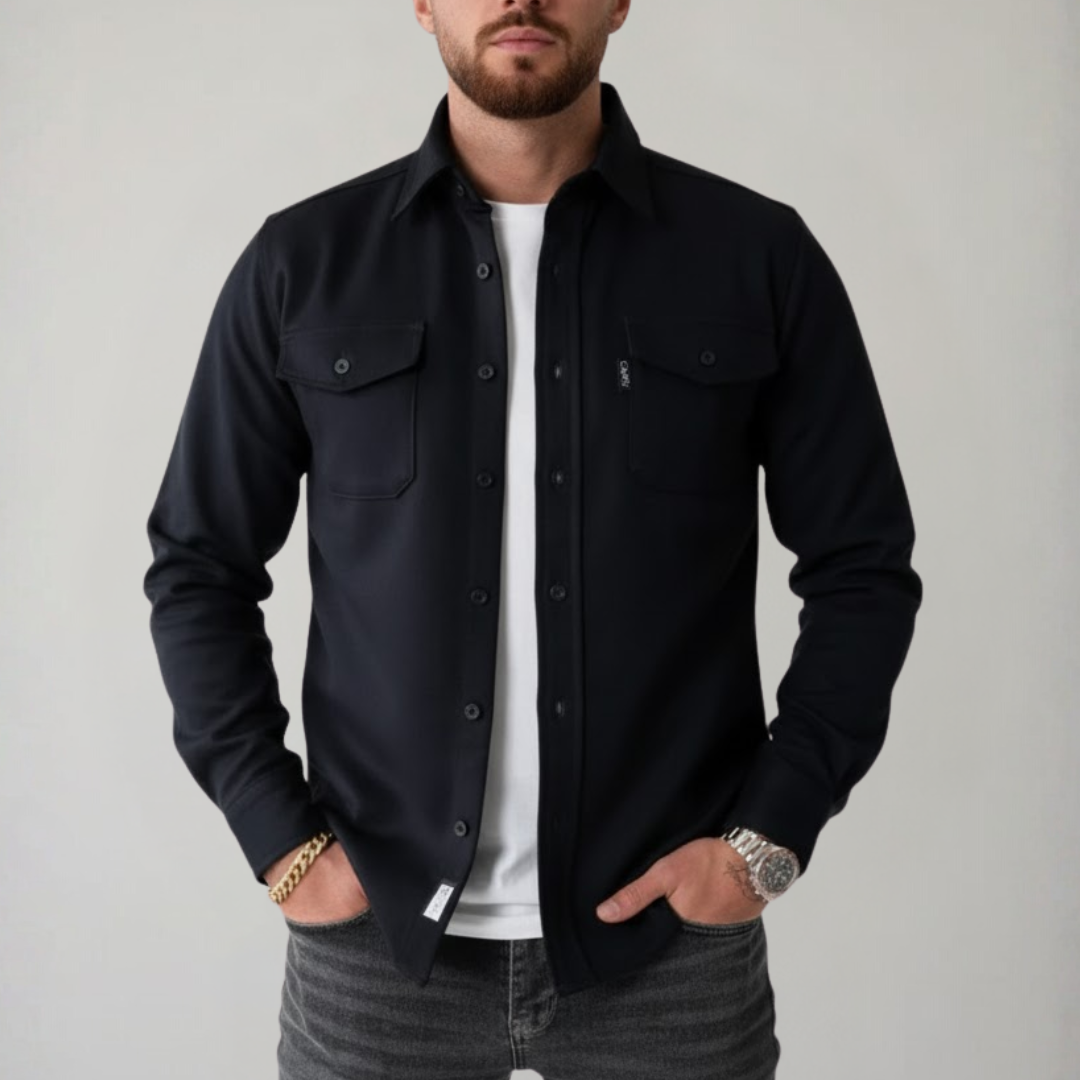 Heren Overshirt Casual met Borstzakken en Knoopsluiting
