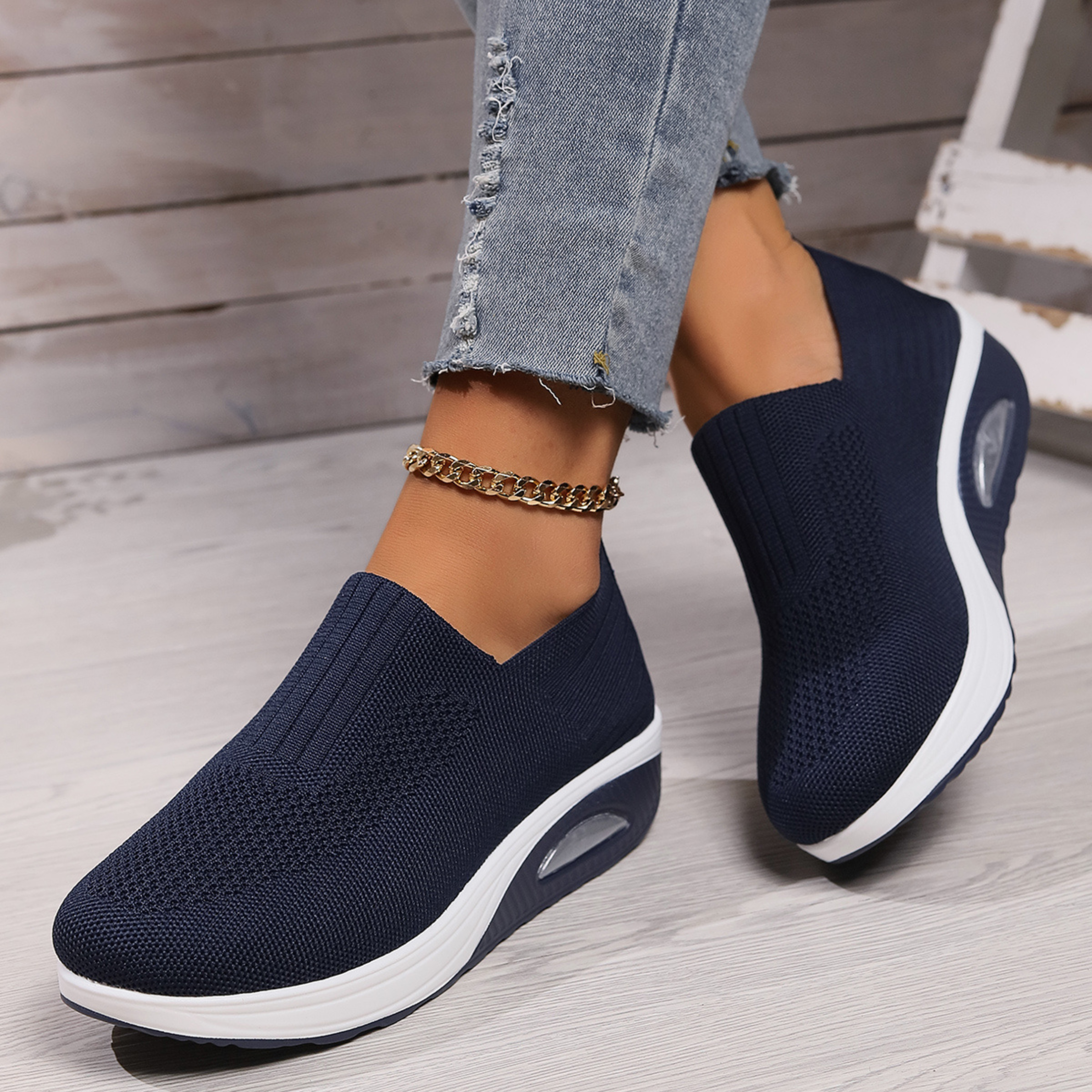 Sneakers Dames Slip On Wedgezool Comfortabele Instappers