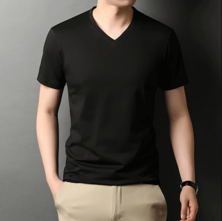 Slim Fit V-hals T-shirt voor Heren