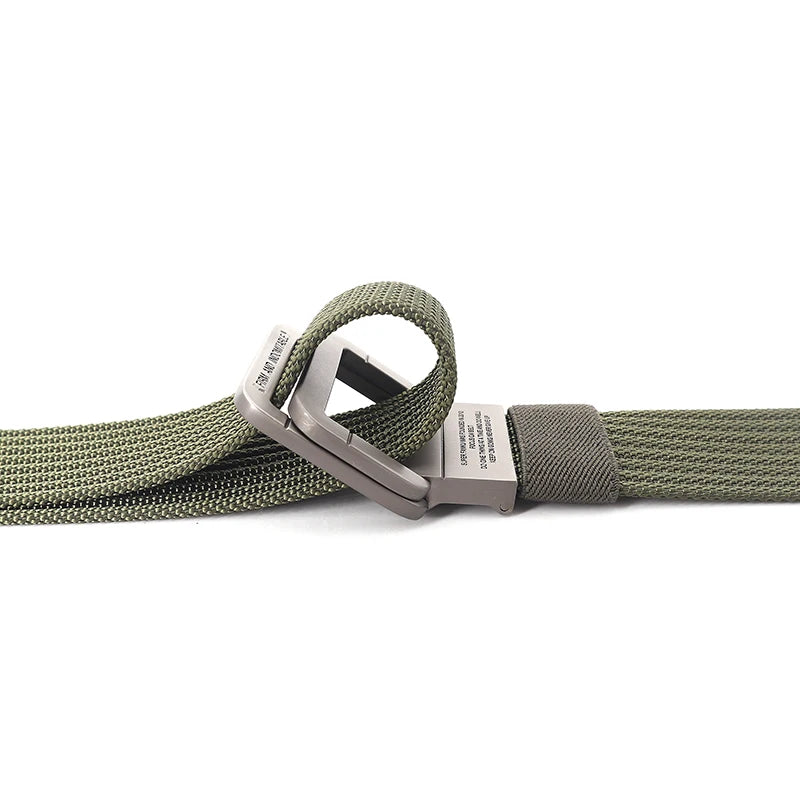 Unisex Canvas Riem met Dubbele Metalen Ring Gesp - Verstelbare Gestreepte Tailleband