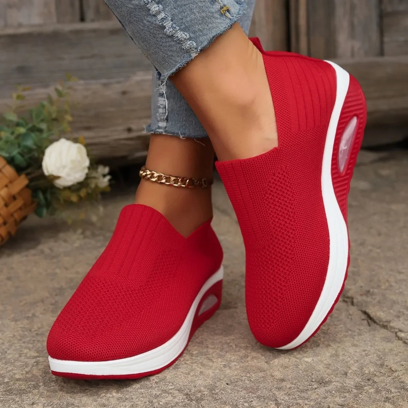 Sneakers Dames Slip On Wedgezool Comfortabele Instappers