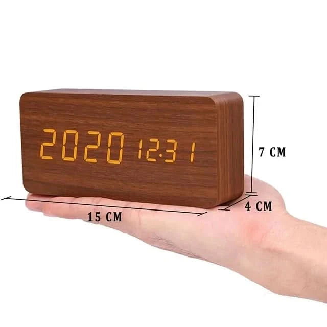 Digitale Houten LED Wekker – Modern Design met Temperatuurweergave