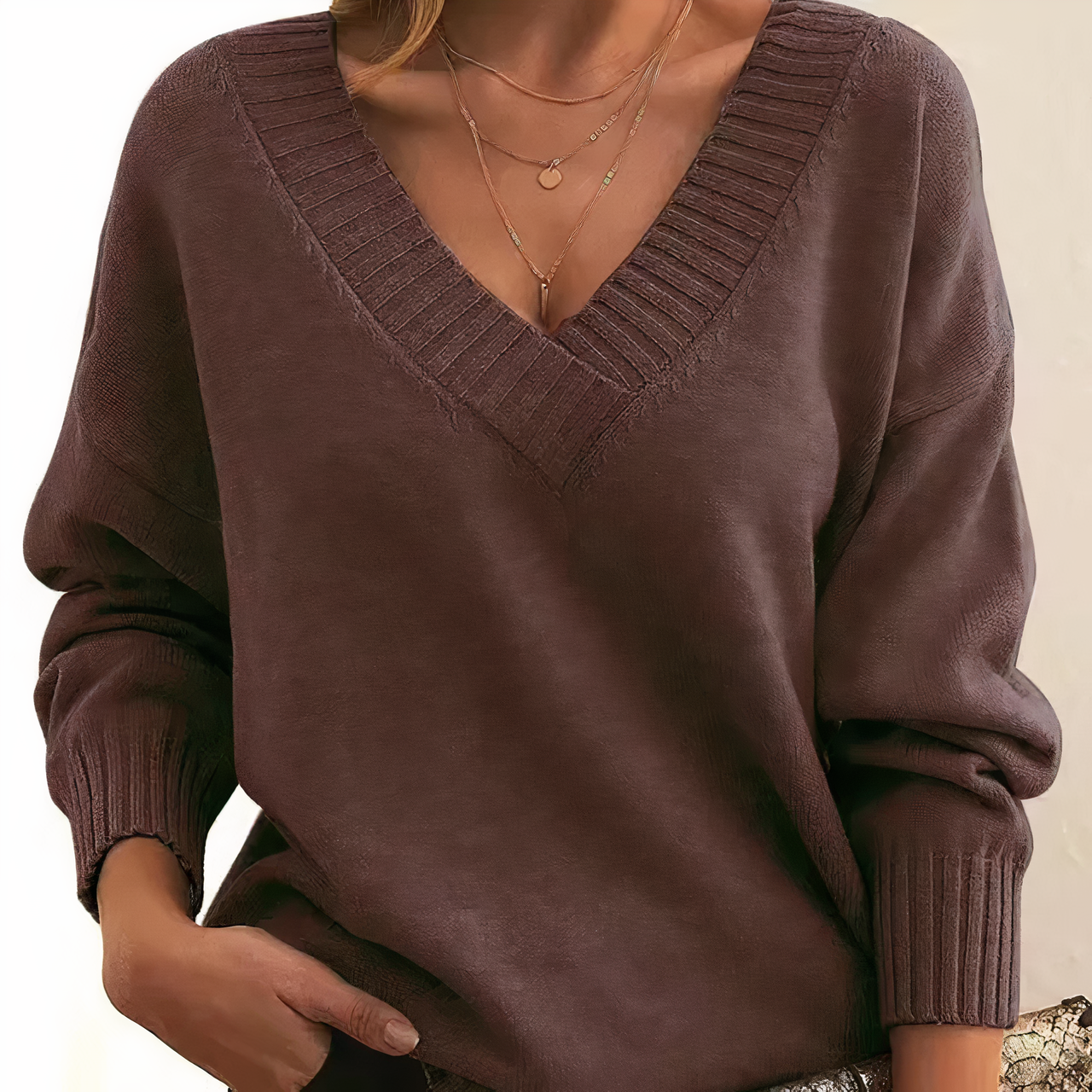 Dames V-Hals Trui – Zachte Comfort Sweater met Elegante Pasvorm