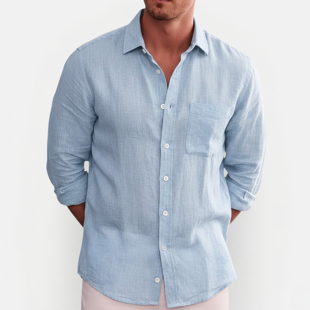 Heren Overhemd Lange Mouw – Linnen Look & Comfort Fit