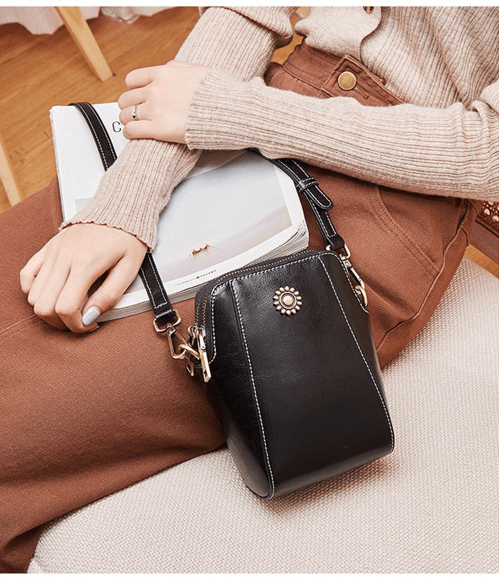 Stijlvolle Retro Leren Crossbody Schoudertas