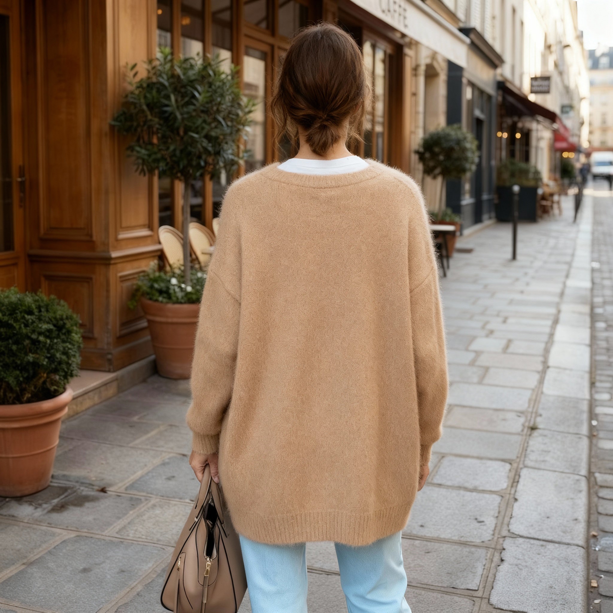 Oversized Vest Met Knopen Relaxed Fit Dames Casual Model