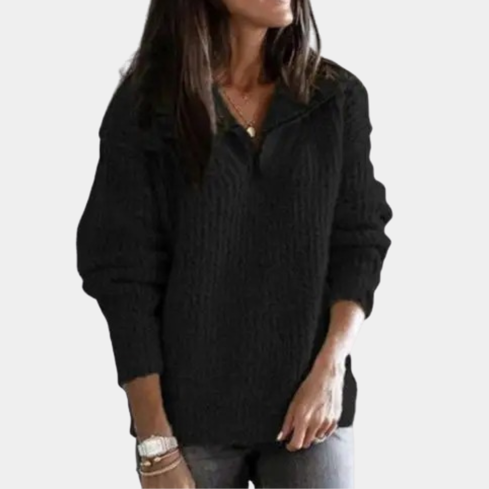 Dames Grofgebreide Halve-Rits Trui – Comfortabele Wintertop