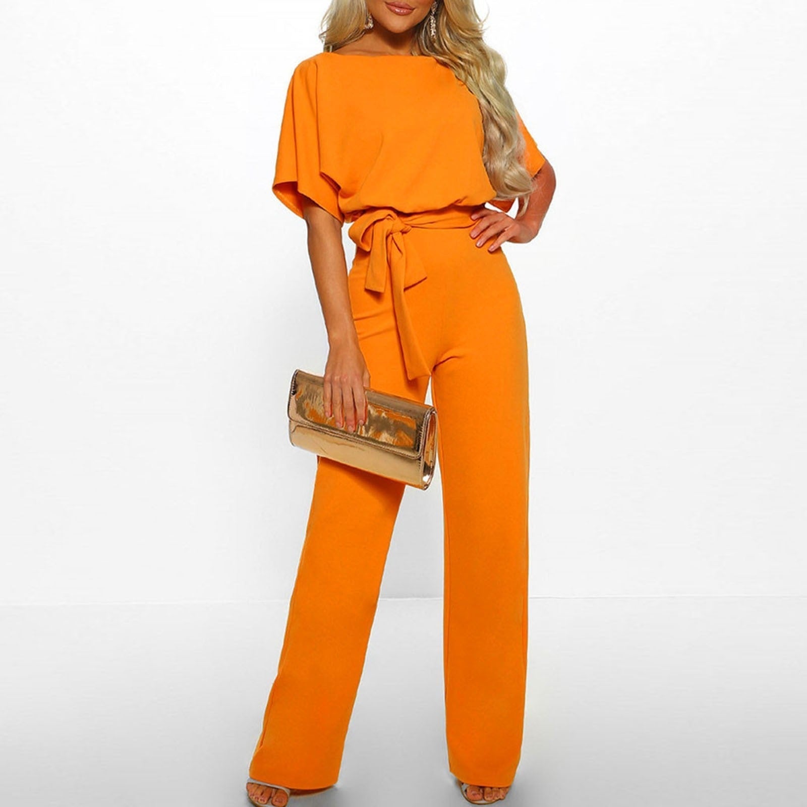 Dames Elegante Jumpsuit – Wijde Pijpen & Ceintuur Taille