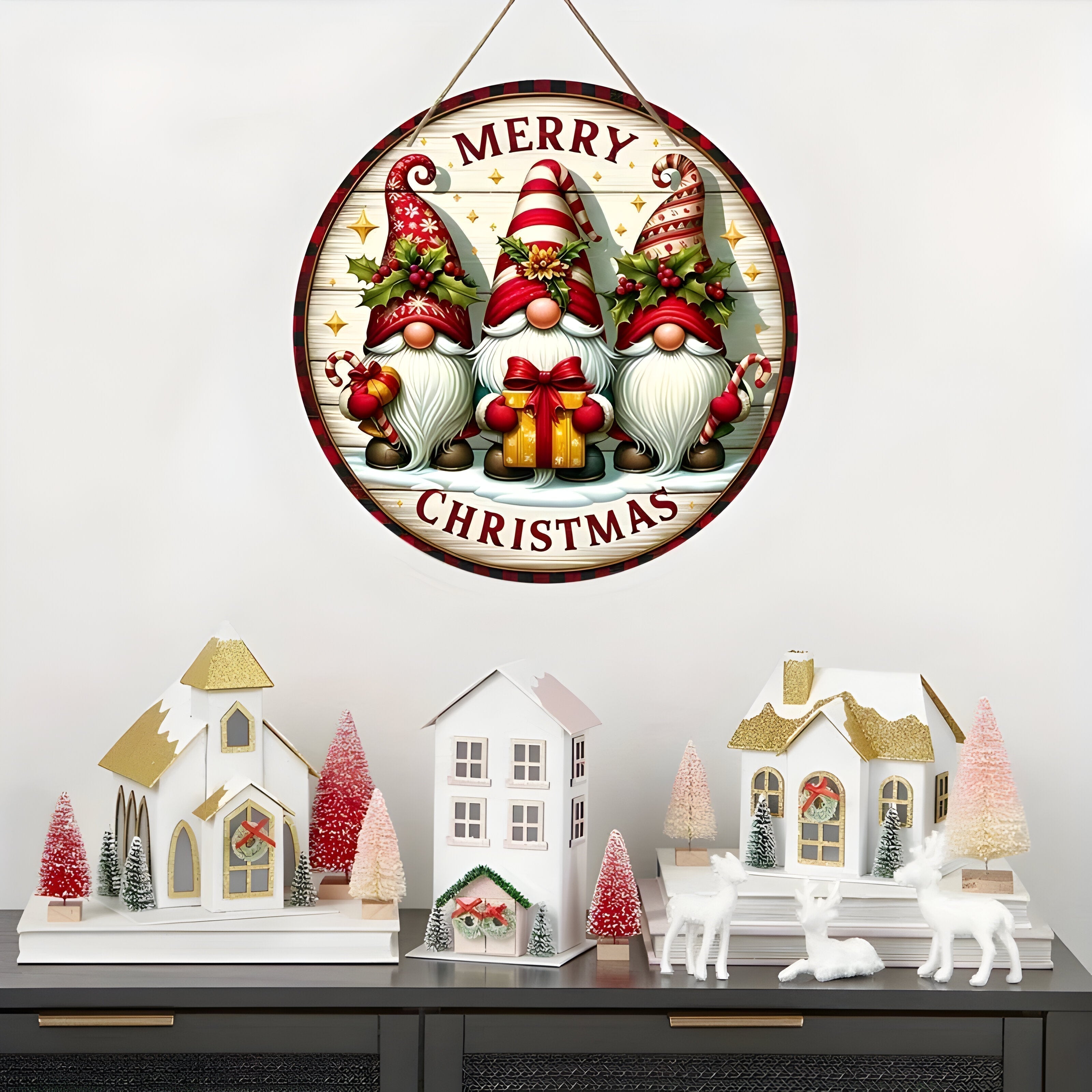 Merry Christmas Gnome Deurhanger – Feestelijke Kerstdecoratie