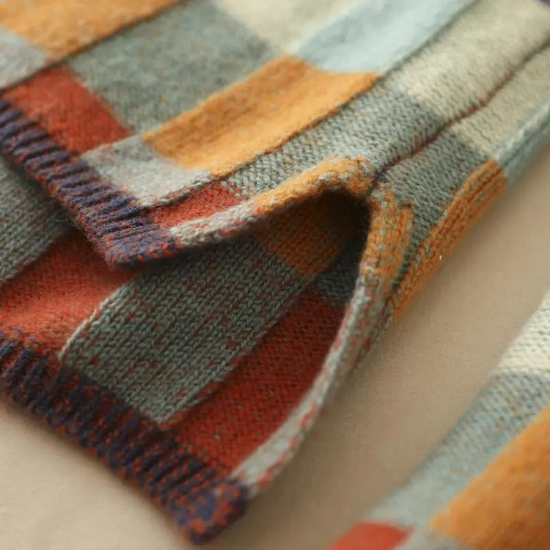 Dames Geruite Trui – Kleurrijke Comfort Sweater met Uniek Design