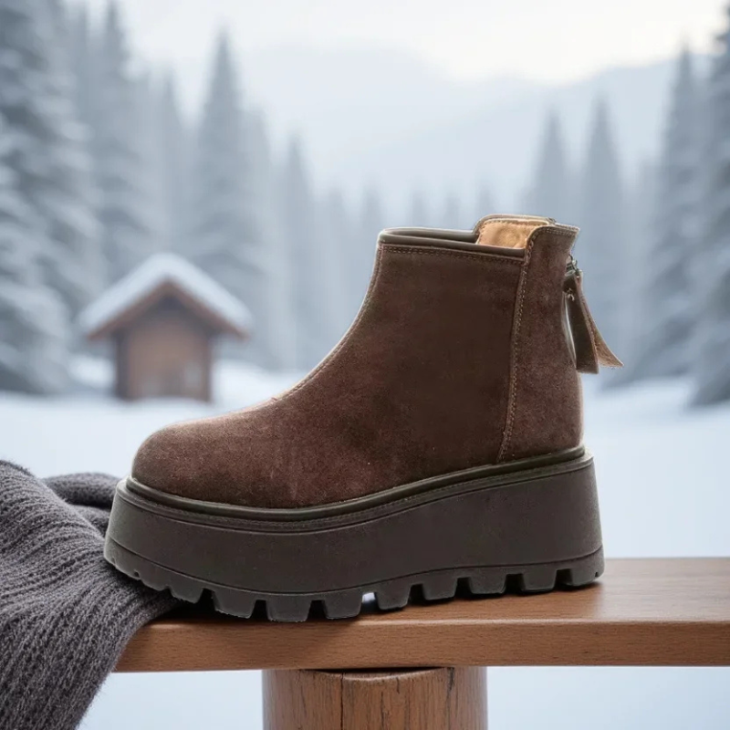 Dames Platform Enkellaarzen – Trendy Winterlaarzen met Dikke Zool