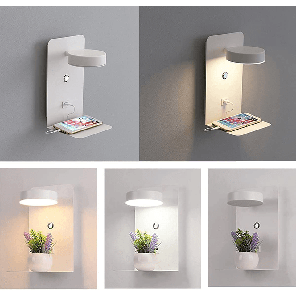 Nachtlamp met USB Oplaadstation en Plankje