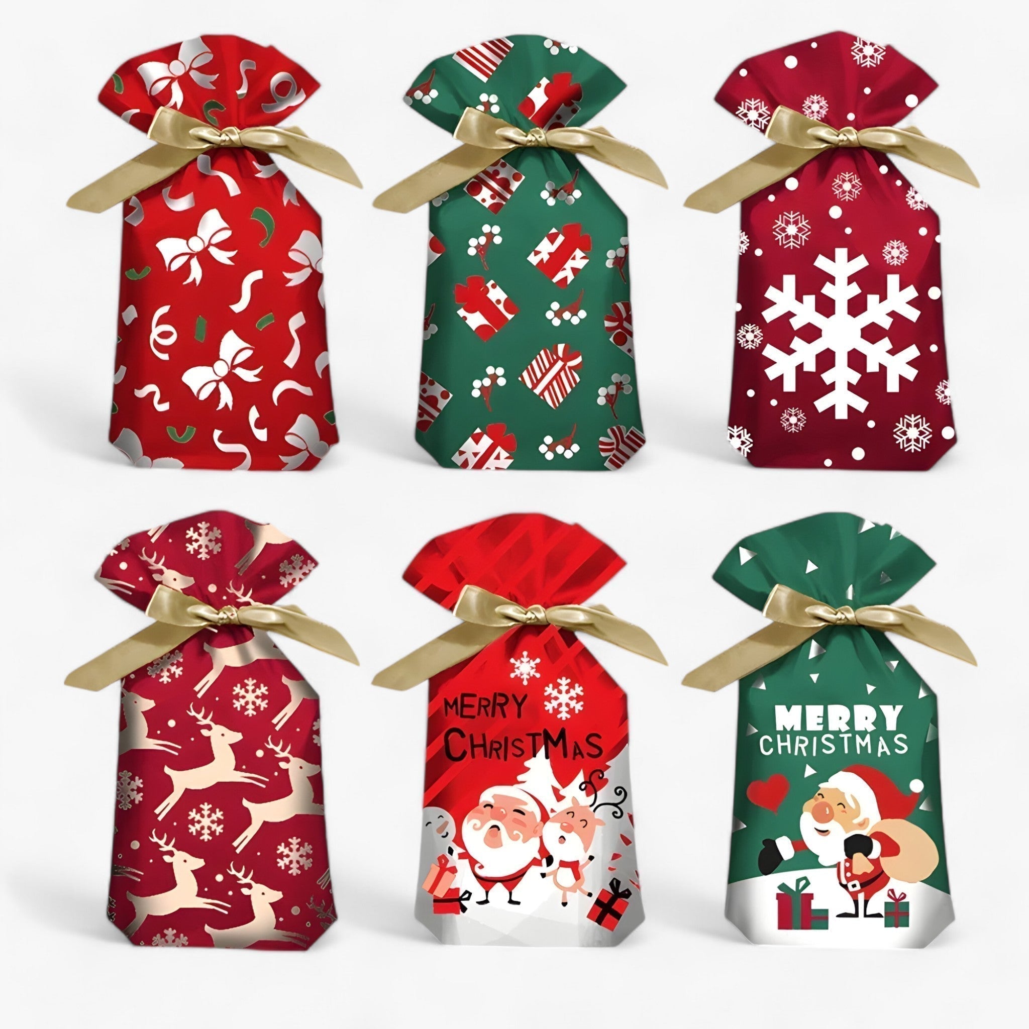 Kerst Cadeauzakjes met Strik – Decoratieve Zakjes voor Gift Packaging