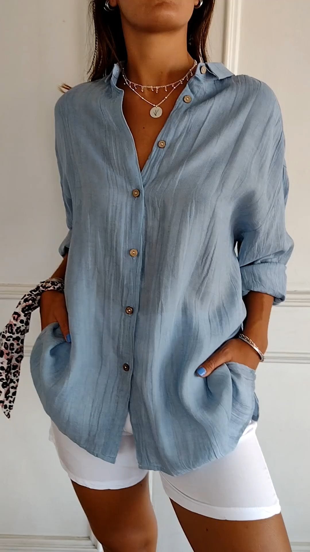 Dames Button-Down Blouse | Tijdloze Elegantie en Comfort