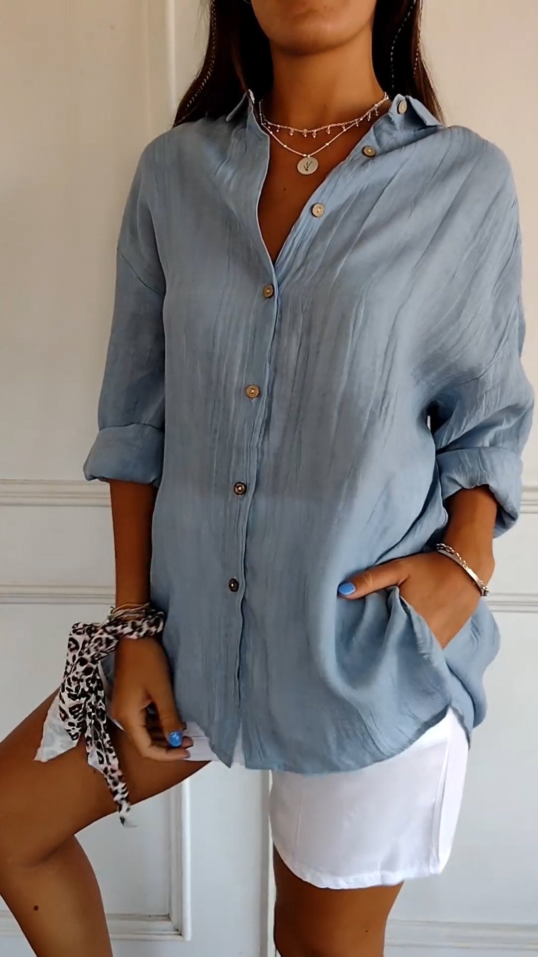 Dames Button-Down Blouse | Tijdloze Elegantie en Comfort