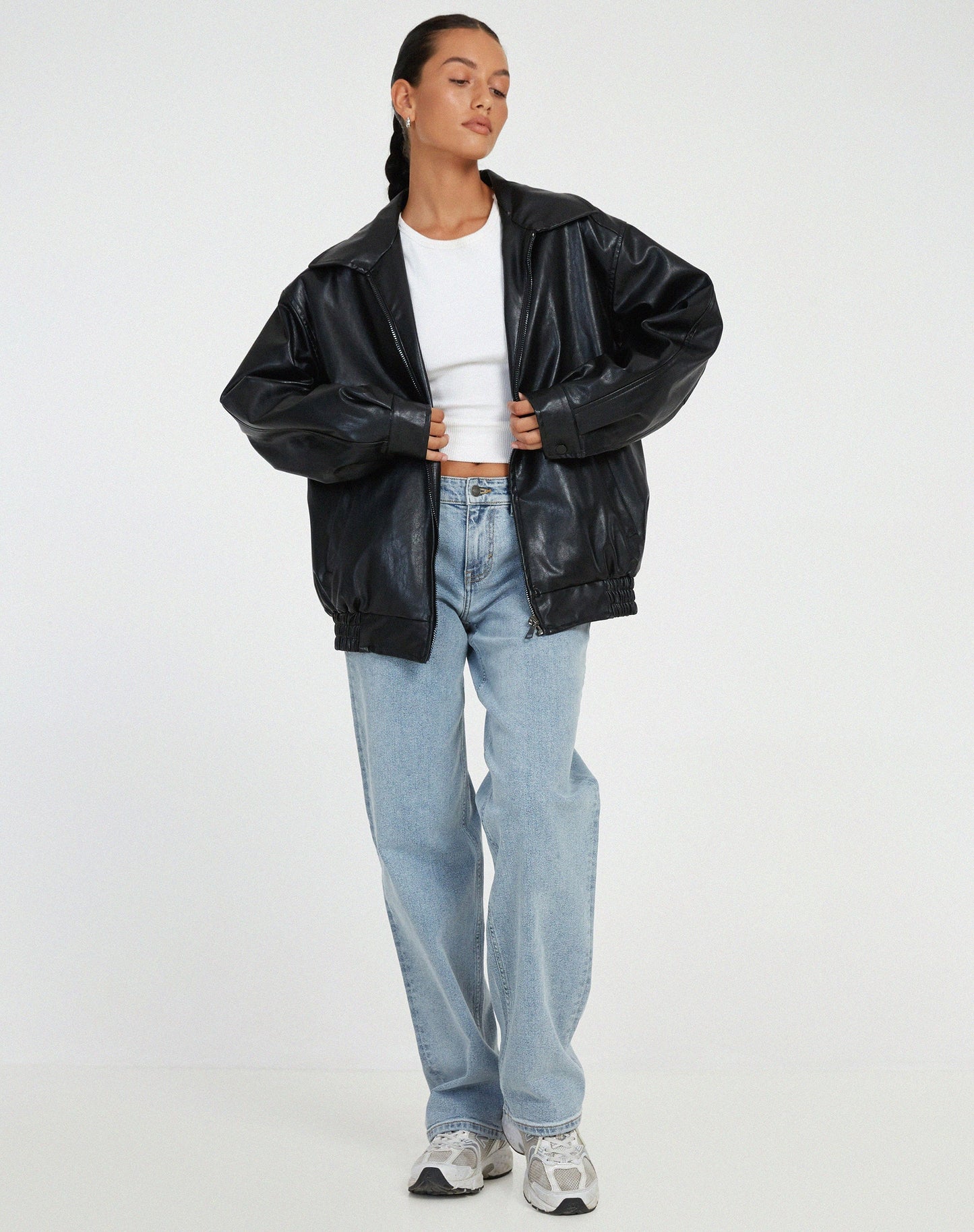 Oversized Leren Zomerjacke voor Dames-mezamstore.nl