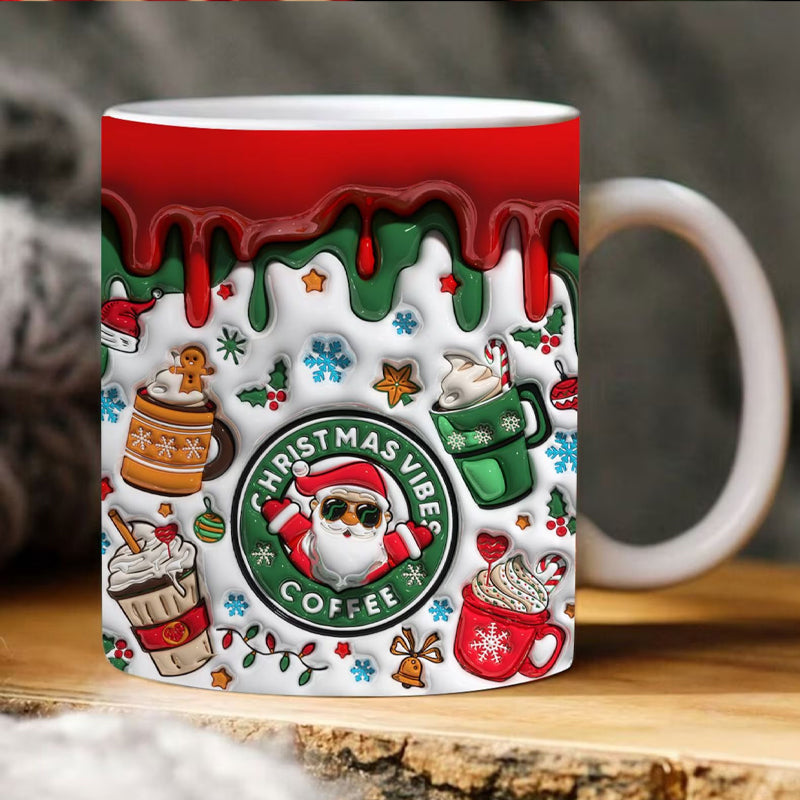Kerstmok met Santa Print – Feestelijke Beker voor Winter & Cadeau