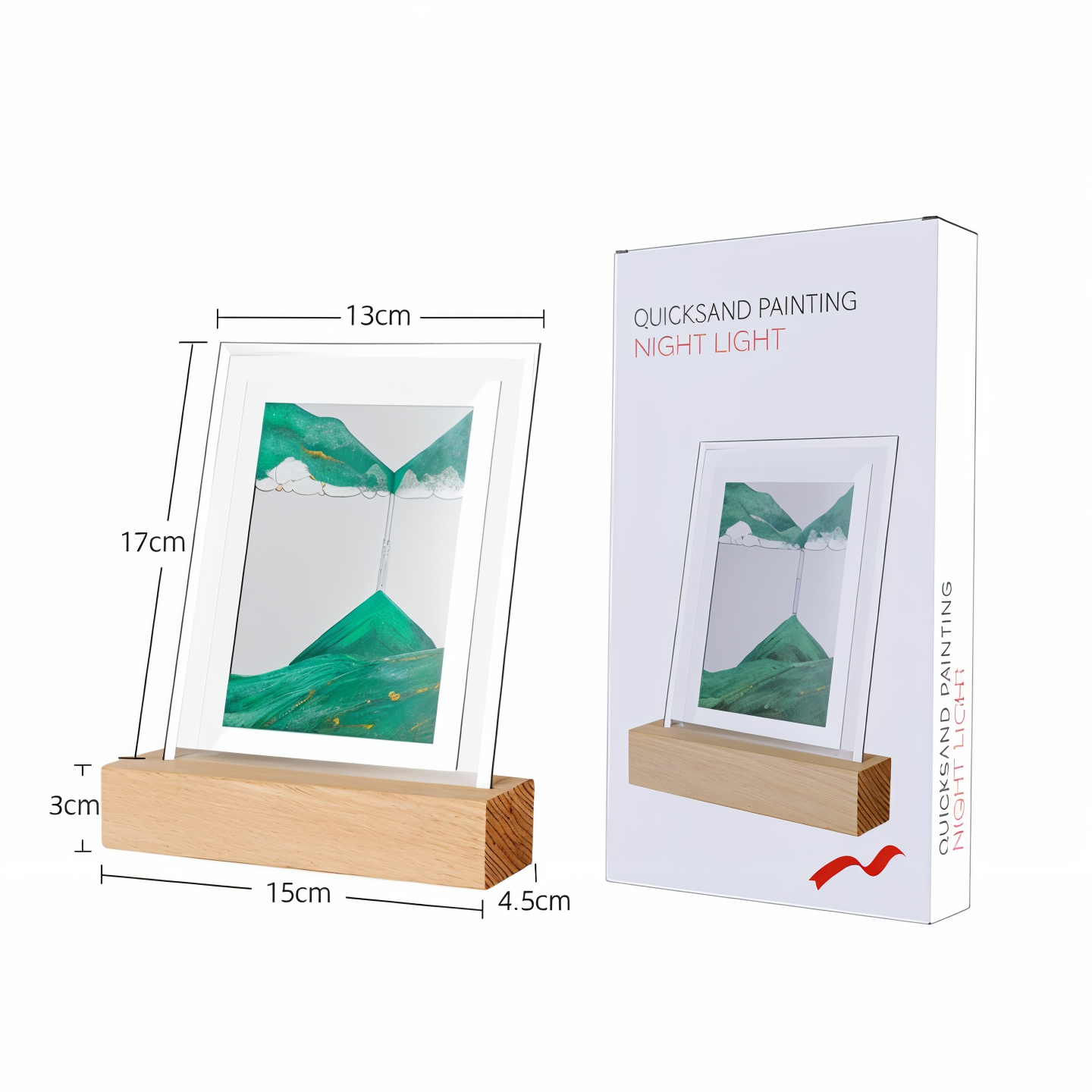 LED Zandkunst Frame – Bewegend Zandschilderij met Houten Basis