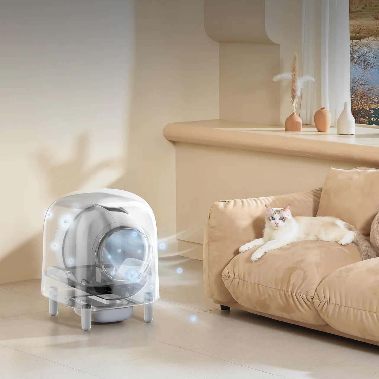Moderne Gesloten Kattenbak met Compact & Stijlvol Design