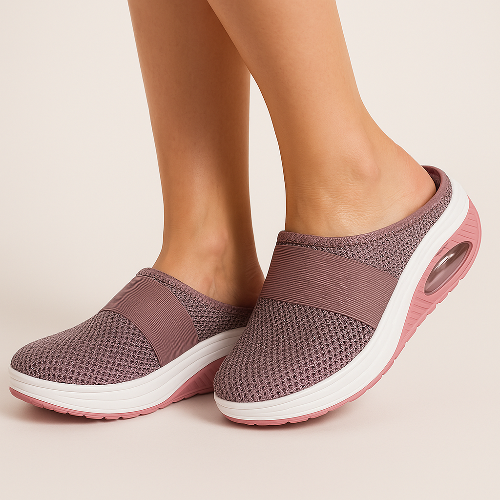 Comfortabele Dames Sneakers met Mesh Bovenwerk en Instapmodel