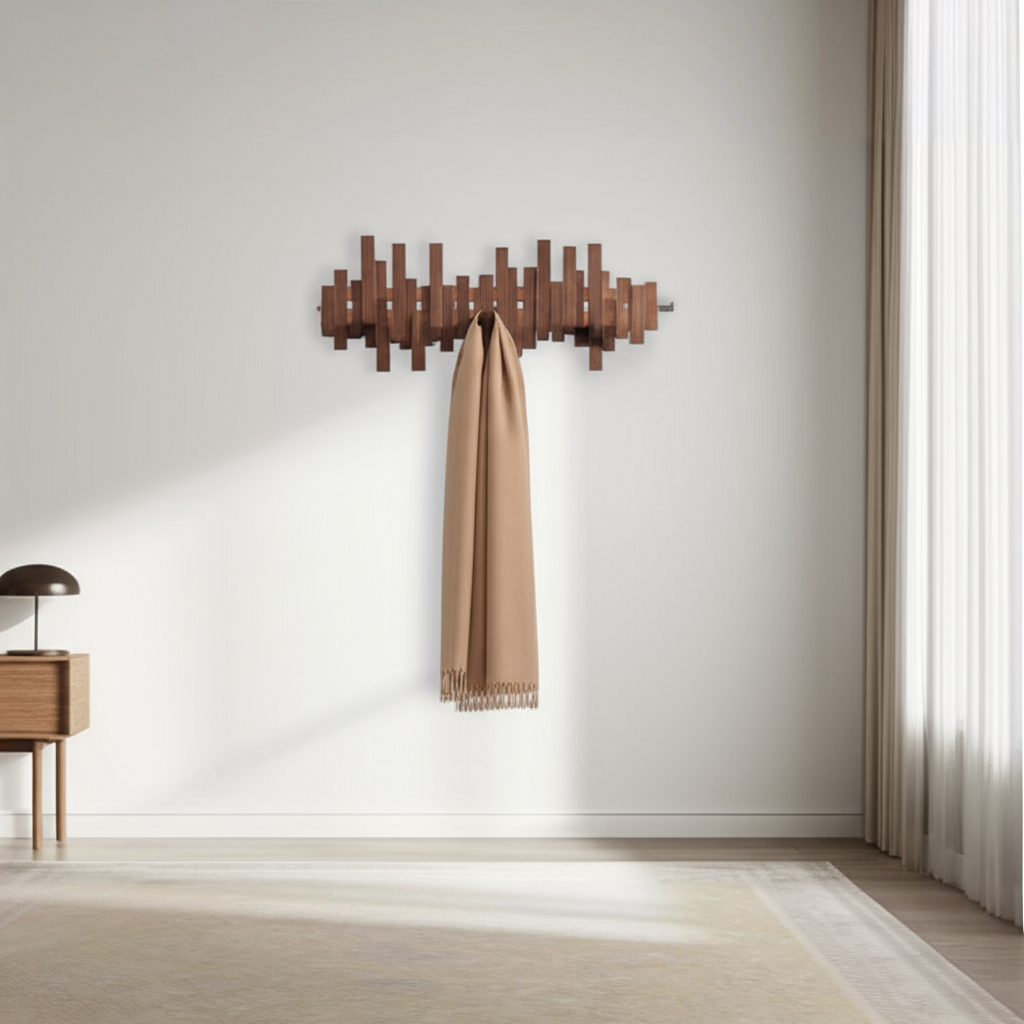 Kapstok met Magnetische Klapbare Haken en Houten Opties