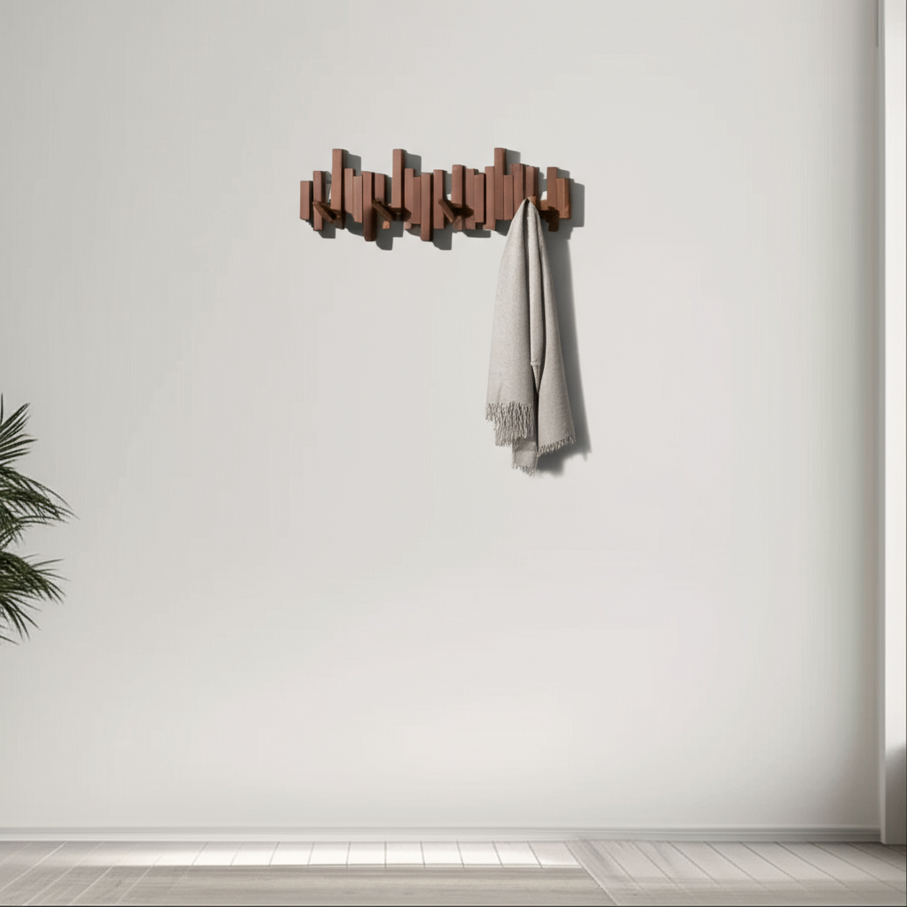Kapstok met Magnetische Klapbare Haken en Houten Opties