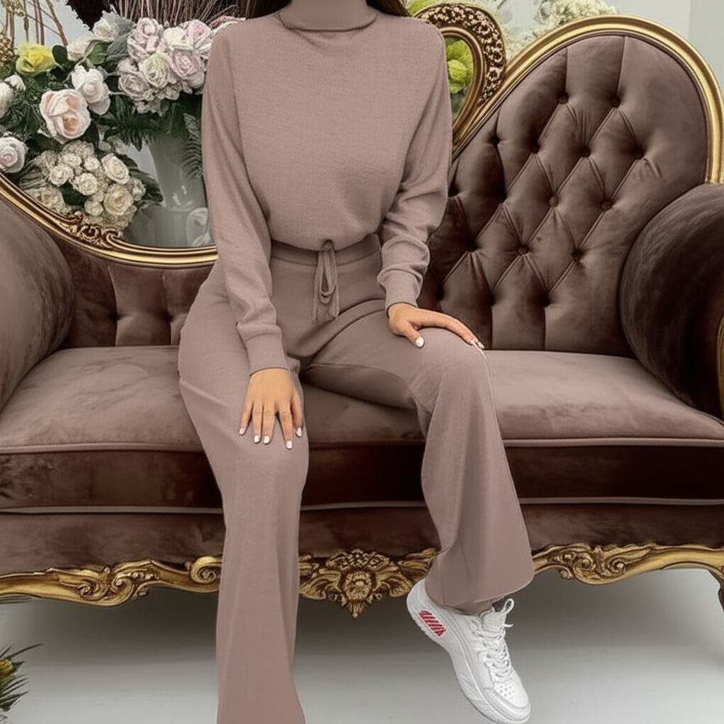 Dames Loungewear Set met Coltrui – Comfortabele Two-Piece Outfit